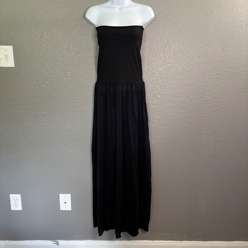 ERES Oda Black Strapless Maxi Dress T1 US S/M Made in France Luxury Minimalist